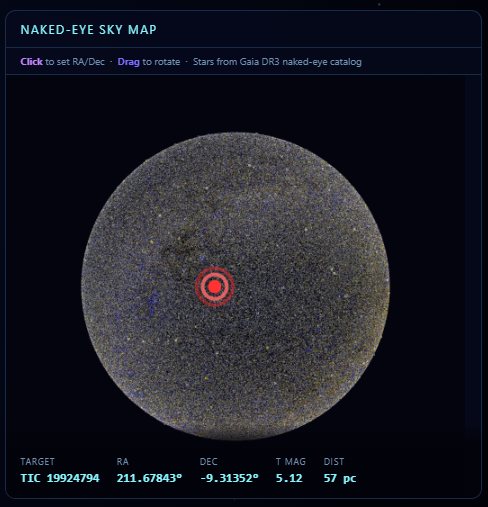 Naked-Eye Sky Map widget